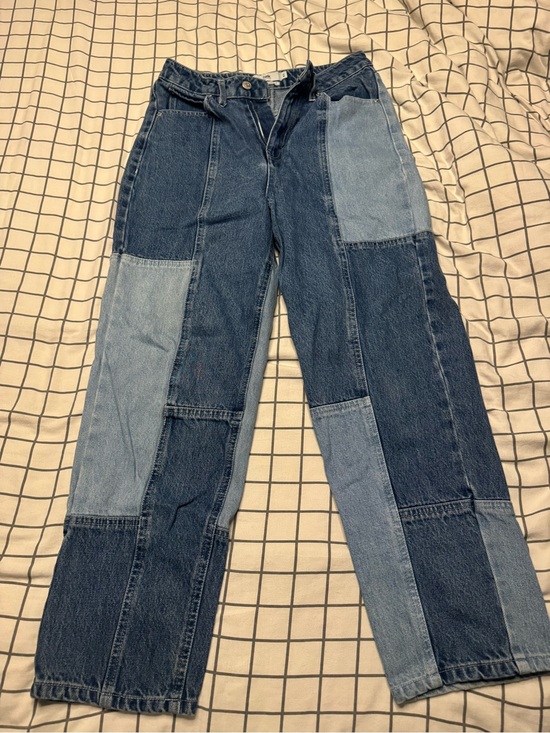 Simons Denim - Simons Patchwork Two-Tone Blue Straight-Leg Jeans